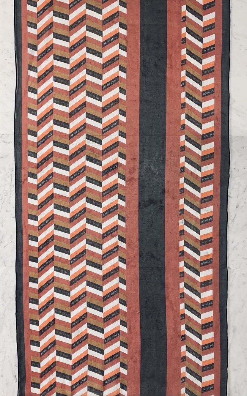 HENRI BENDEL NEW YORK Chevron Oblong Chiffon Scarf 100% Silk 73”x20” Vintage EUC